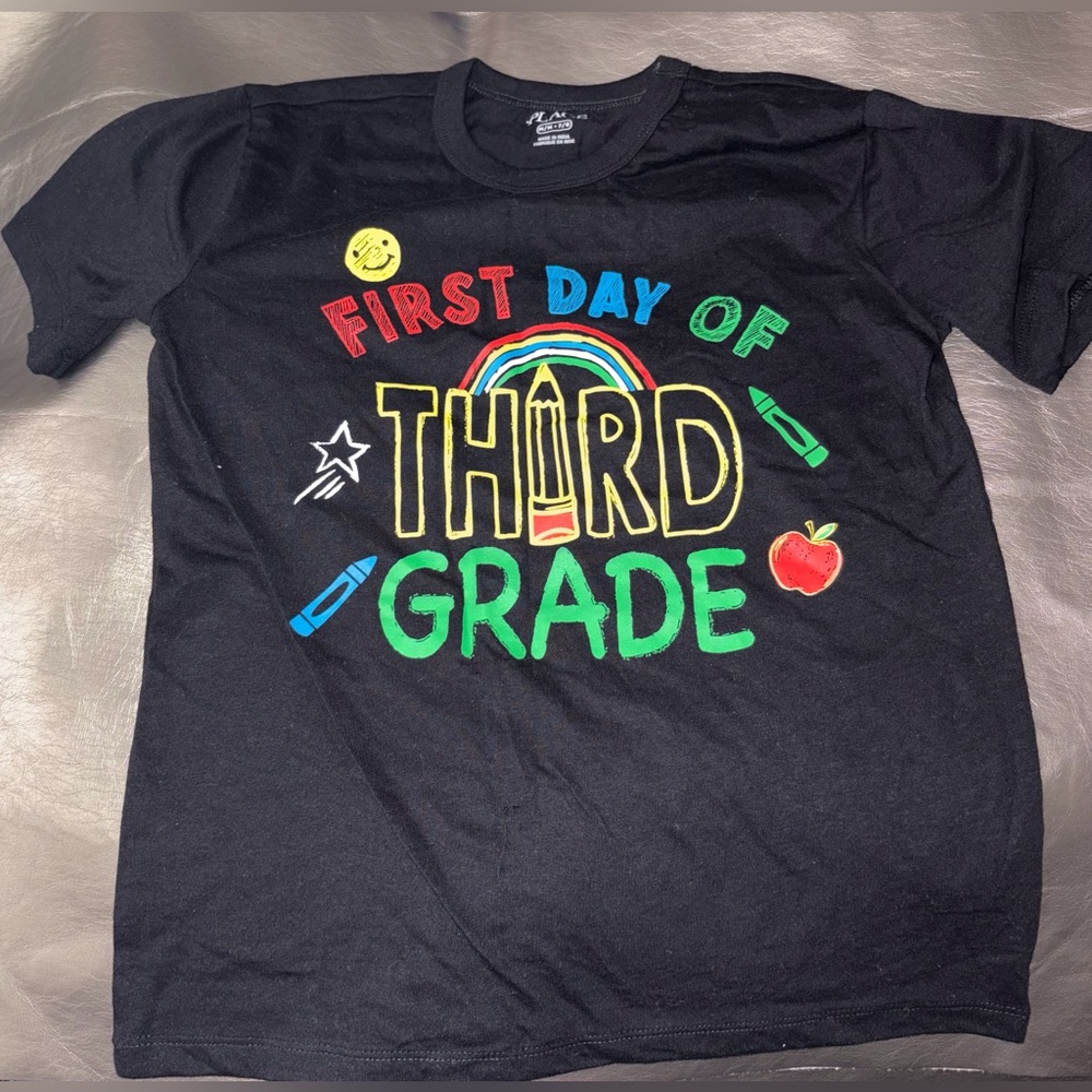 The Children's Place Black First Day of Third Grade T-Shirt Med (7/8)